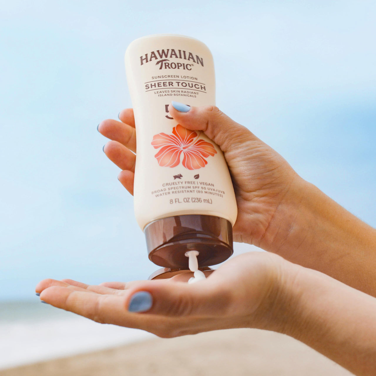 Hawaiian Tropic Sheer Touch Ultra Radiance Lotion Sunscreen SPF 50, 8oz Twin Pack | Hawaiian Tropic Sunblock, Oxybenzone Free Body Sunscreen Pack, 8oz each