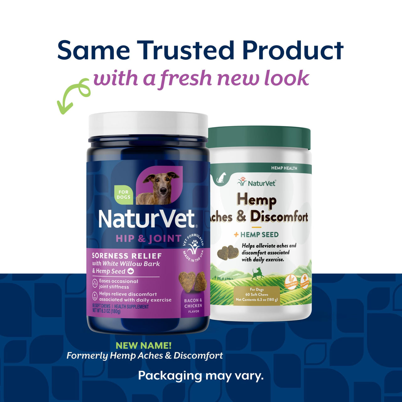 NaturVet Hemp Aches & Discomfort Plus Hemp Seed for Dogs, 60 ct Soft Chews, Made in The USA