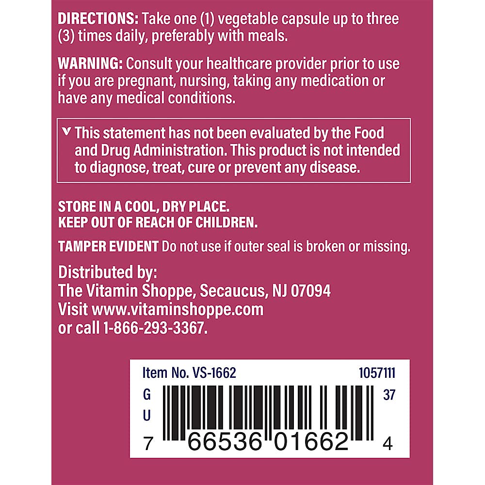 The Vitamin Shoppe Chasteberry Extract (Vitex Agnus Extract) Women's Health for Premenstrual Support (100 Veggie Capsules)
