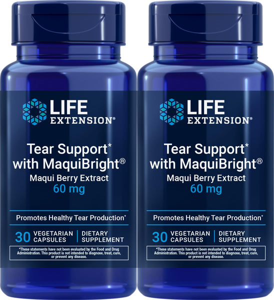 Life Extension Tear Support with MaquiBright 60 mg, 30 Vegetarian Capsules (Pack of 2)