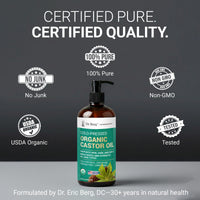 Thumbnail for Dr. Berg Organic Castor Oil – 16 fl oz Cold-Pressed Oil – Pure, Unrefined, Single Ingredient – Sourced in India, Bottled in USA – Lab Tested, USDA Organic, Glass Bottle