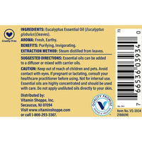 Thumbnail for The Vitamin Shoppe Eucalyptus Essential Oil - Respiratory Support & Aromatherapy | 100% Pure Steam-Distilled | 1 oz | Therapeutic Grade