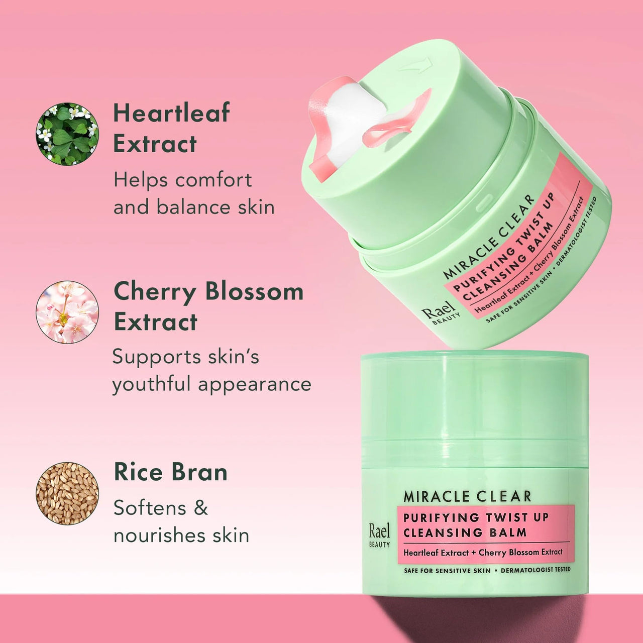 Rael Miracle Clear Facial Cleanser – Makeup Remover, Face Wash for Women, Korean Skin Care (Cleansing Balm, 1.69 fl. oz)
