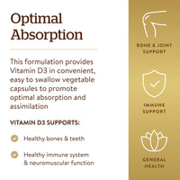 Thumbnail for Solgar Vitamin D3 (Cholecalciferol) 125 mcg (5000 IU), 240 Vegetable Capsules - Helps Maintain Healthy Bones & Teeth - Immune System Support - Non-GMO, Gluten Free - 240 Total Servings
