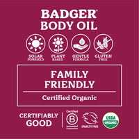 Thumbnail for Badger Rose Body Oil, 100% Organic Rose Scented Body Oil, All Natural Body Moisturizer, Organic Jojoba & Rose Oils Soothe Dry Skin, 4 fl oz Glass Bottle