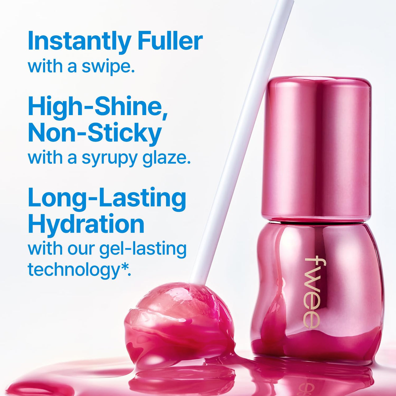 fwee 3D Voluming Gloss 30% (Sheer) | Candy 30% l High Shine, Non-Sticky Lip Gloss for Makeup | Long-Lasting, Moisturizing Gel Formula | 30%, 70% Pigment Options | 5.3g