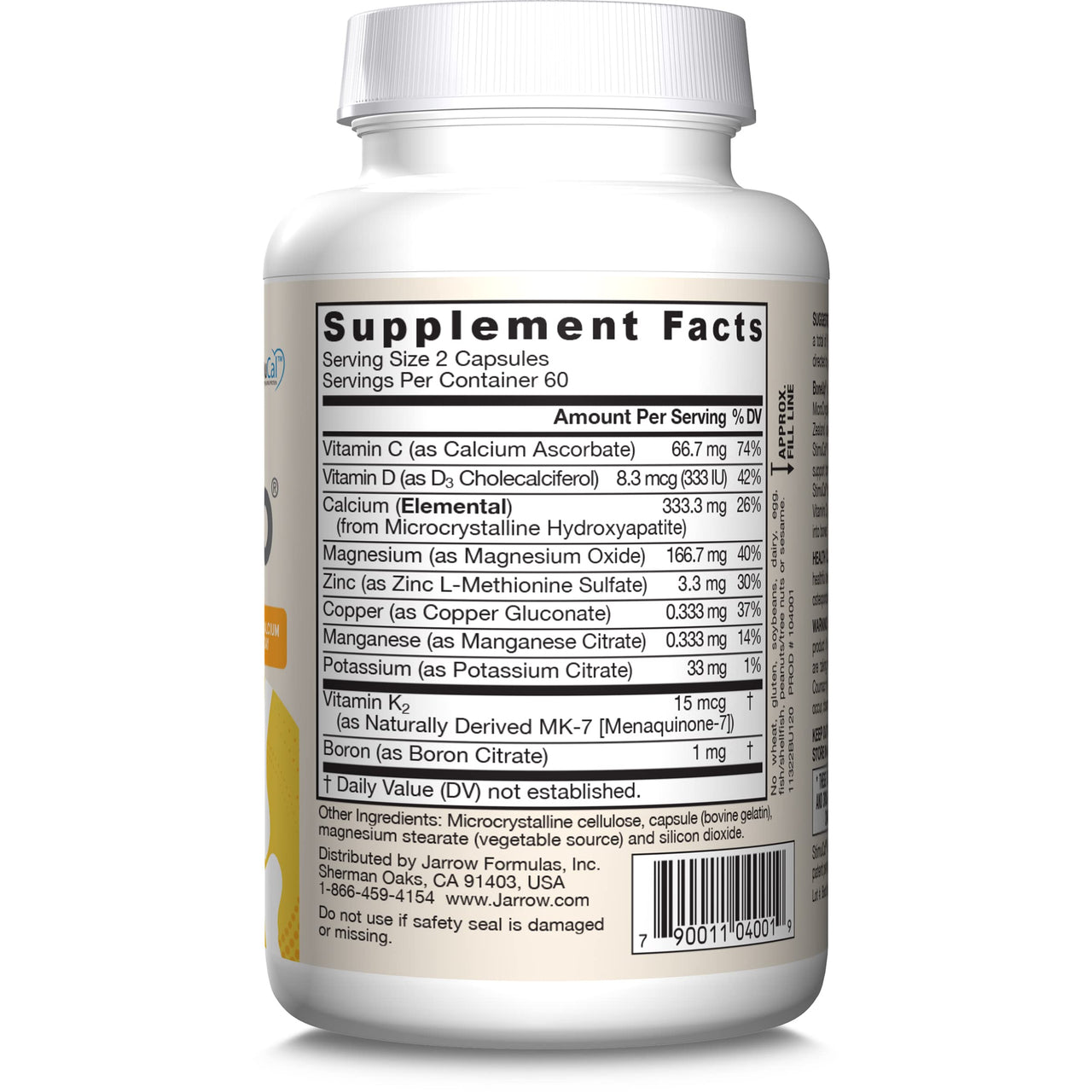 Jarrow Formulas BoneUp for Bone Density - Vitamin D3 and K2, Calcium Support, 120 Capsules, Provides Skeletal Nutrition, Up to 20 Days Supply