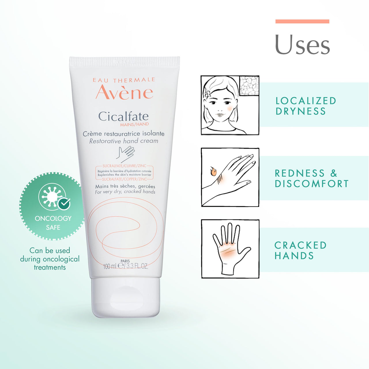Avène Cicalfate Hand Cream, Intense Nourishing Lotion for Dry Cracked Hands, 3.3 Oz