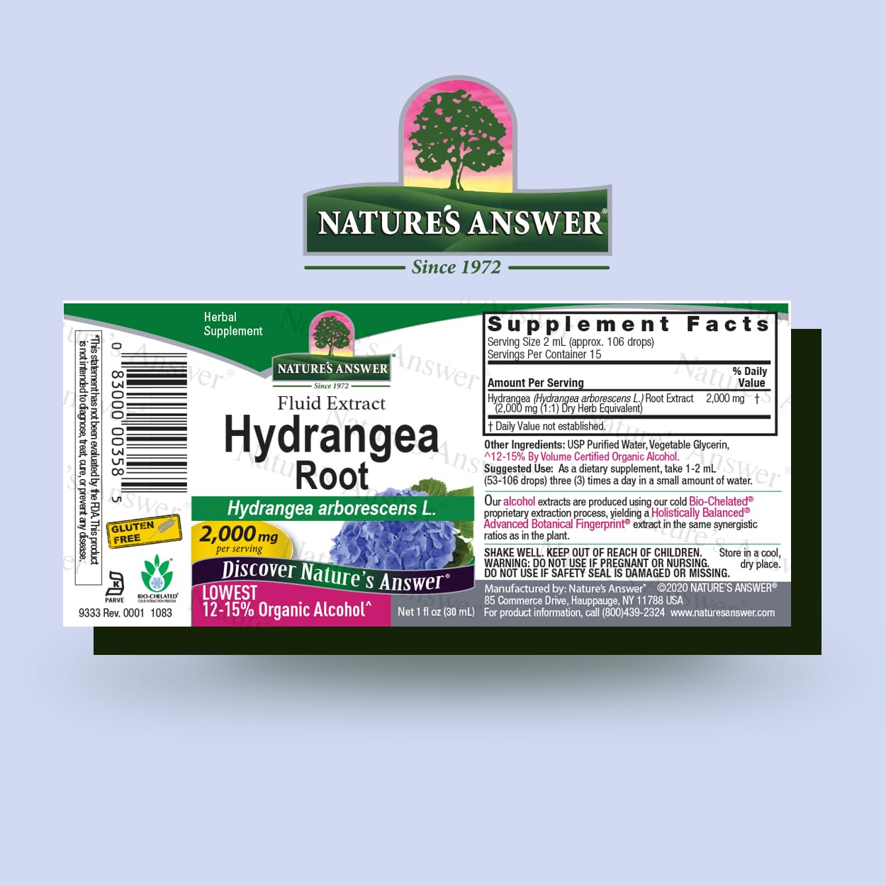 Nature's Answer Hydrangea Root with Organic Alcohol, 1-Fluid Ounce