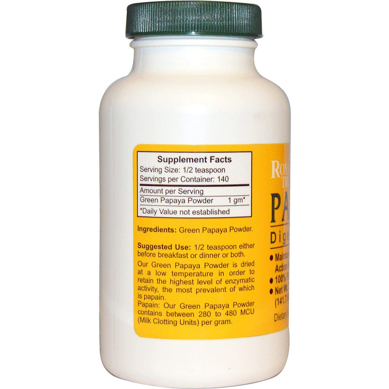 Green Papaya Digestive Enzymes Powder Royal Tropics 5 oz Powder