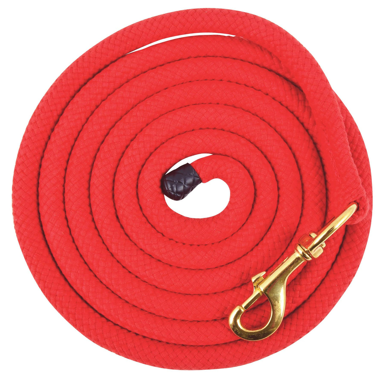 Jeffers Equine Cotton Horse Lead Rope – 10ft Long, 3/4" Diameter – Heavy Duty Training Lead, Trailer Tie, Livestock Leadline for Horses, Ponies, Cattle, Goats, Sheep – Brass Snap, Red