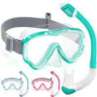 Thumbnail for Vvinca Snorkel Set for Kids 3-14, Dry Top Snorkeling Gear for Boys Girls Youth, Panoramic View Swim Goggles with Nose Cover & Anti-Fog Lens, Junior Scuba Diving Mask with Adjustable Soft Fabric Strap