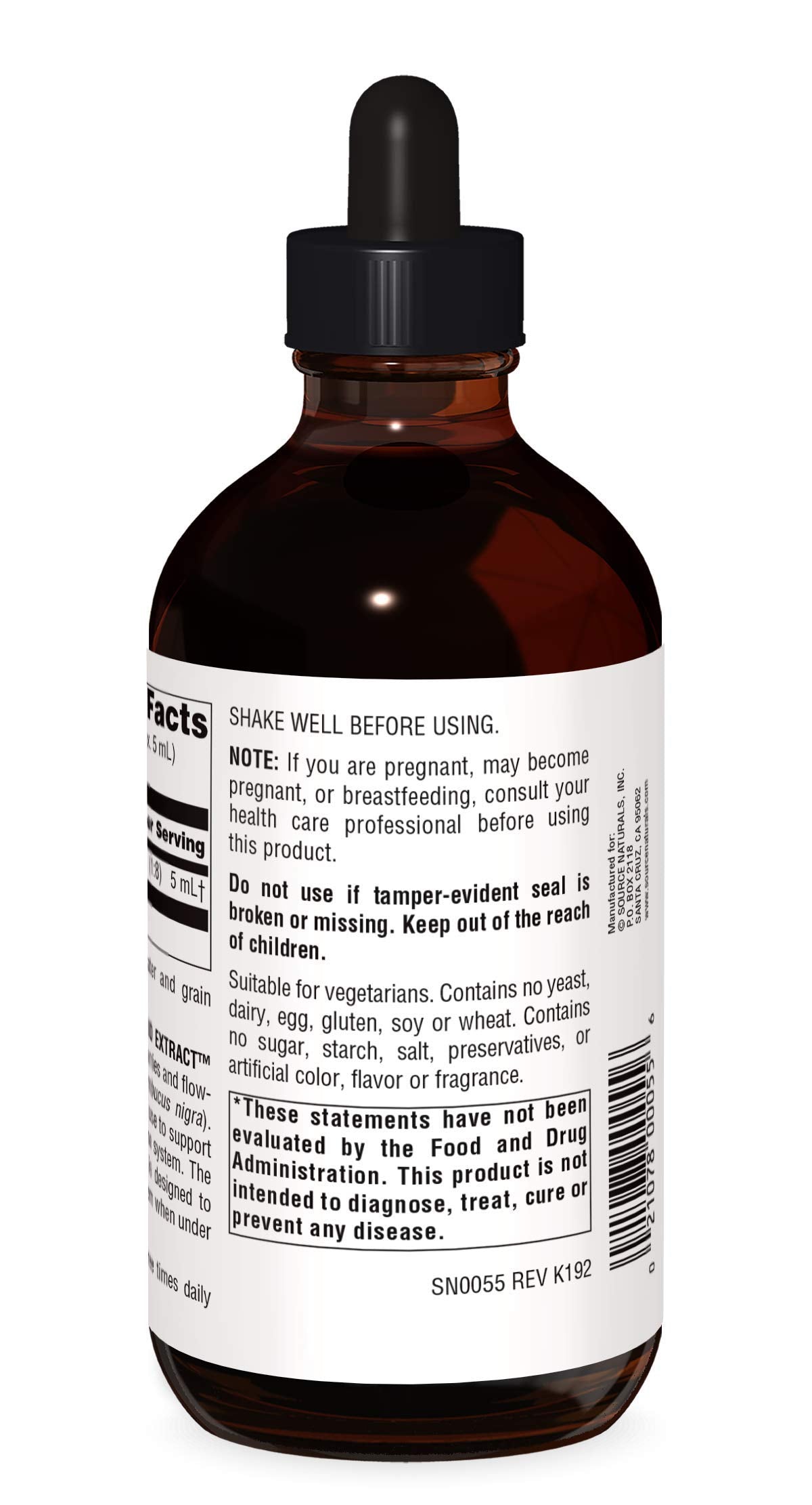 Source Naturals Wellness Elderberry Liquid Extract for Immune System Support - Sambucus nigra - 8 Fluid oz