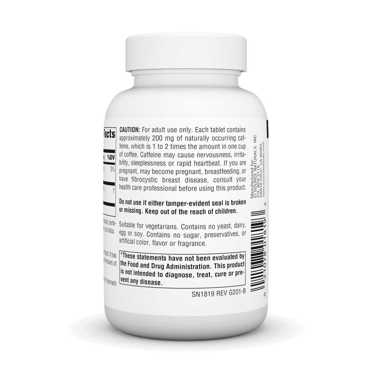 Source Naturals Guarana Energizer, Dietary Supplement - Supports A Long Lasting Energy Boost* - 900 mg - 60 Tablets