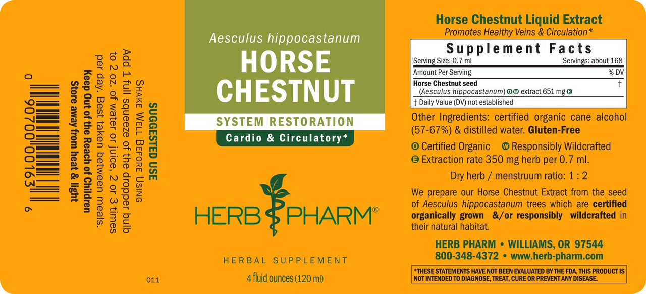 Herb Pharm Horse Chestnut Liquid Extract for Healthy Veins and Circulation - 4 Ounce