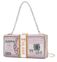 Thumbnail for Covelin Dollar Clutch Purse for Women from, Rhinestone Evening Handbag Money Bag Pink