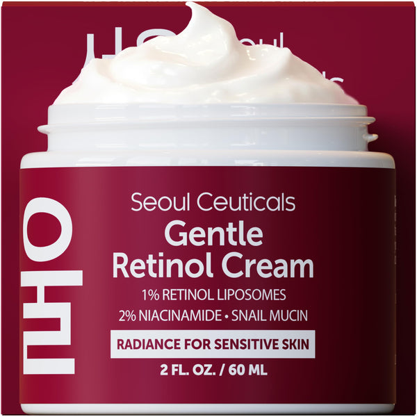 SeoulCeuticals 1% Korean Retinol Night Cream - 97.5% Snail Mucin + 2% Niacinamide Moisturizer for Face - Gentle K Beauty for Sensitive Skin 2oz