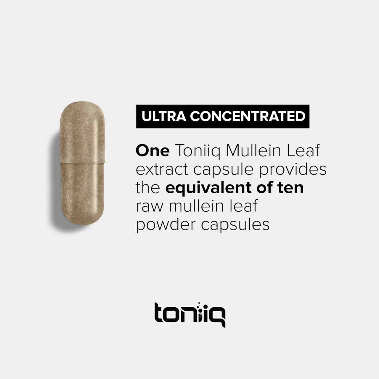 Toniiq Mullein Leaf Capsules - Ultra High Potency 10:1 Extract - 1300mg Per Serving - Highly Concentrated - Third-Party Lab Tested - 120 Capsules