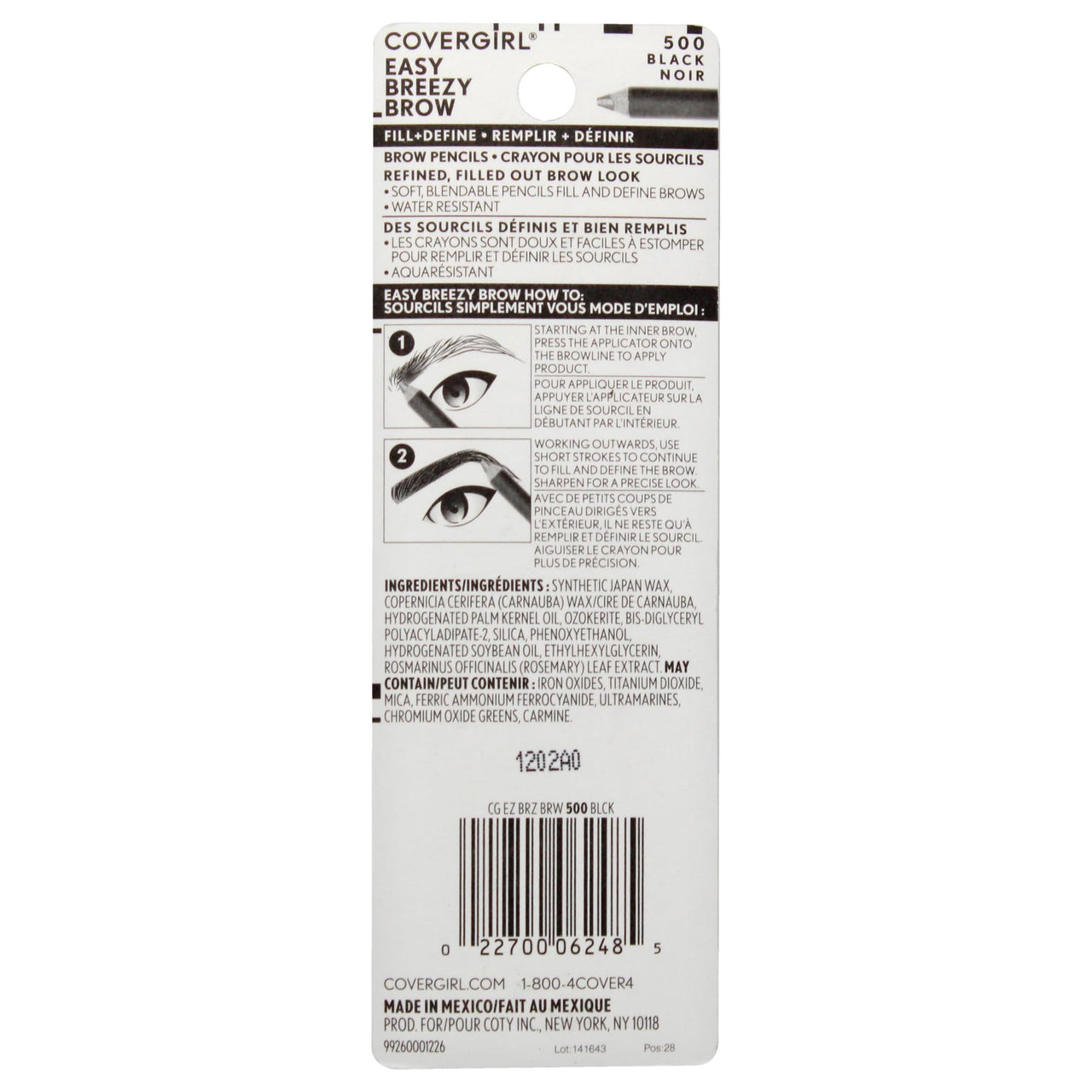 COVERGIRL - Easy Breezy Brow Fill + Define Brow Pencil, Sharpener Included, Long-Lasting, Deeply Pigmented, Blendable Formula, 100% Cruelty-Free