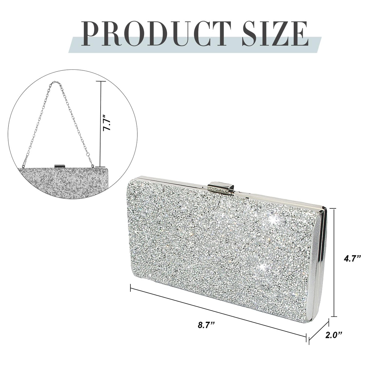 Covelin Women's Handbag Envelope Rhinestone Evening Clutch Bag Hot Silver