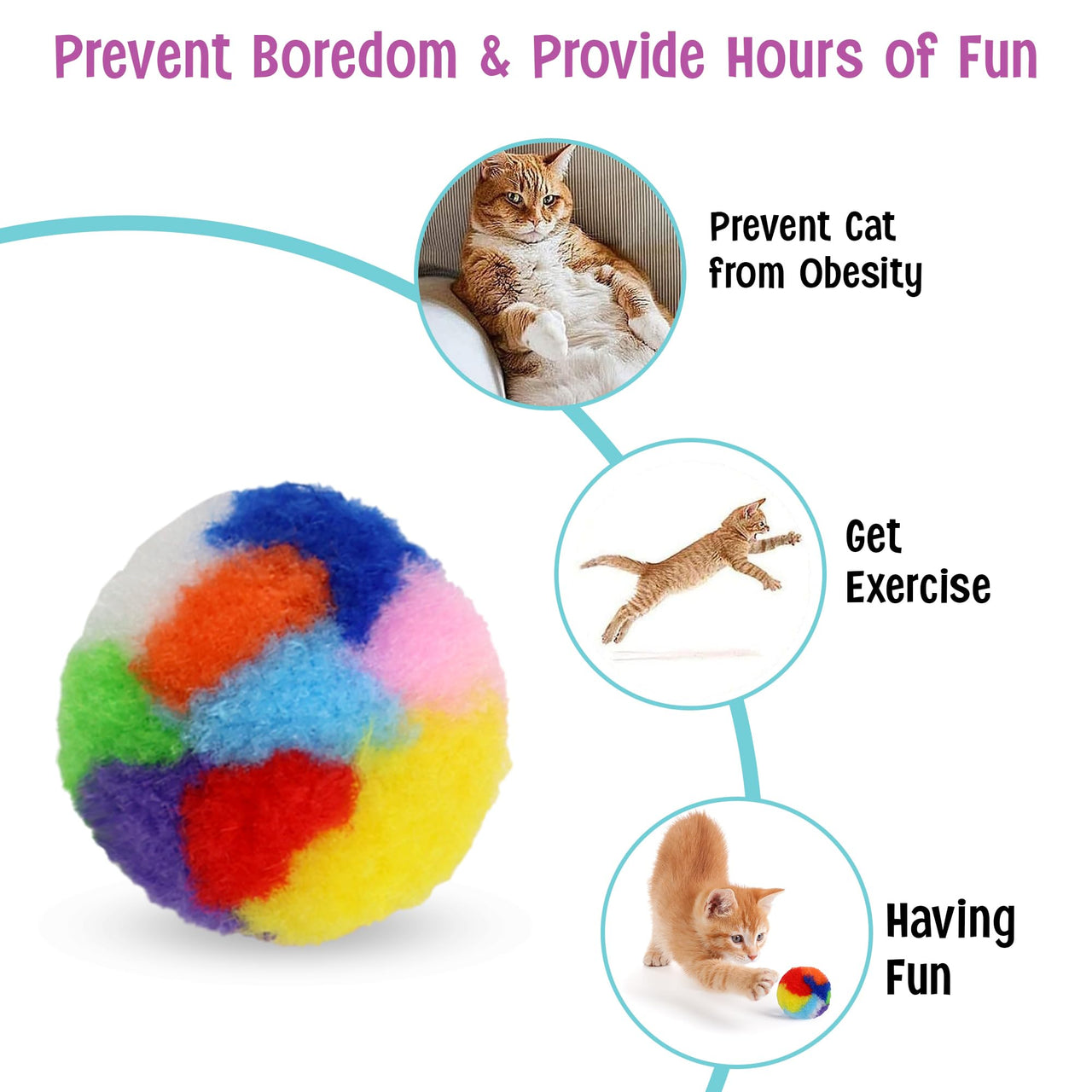 SPOT Kitty Yarn Puffs Cat Toy -Woolen Yarn Balls Cat Toys with Catnip for Cats and Kittens to Bite, Swat, and Chase, Interactive Cat Toy, 4 Pieces