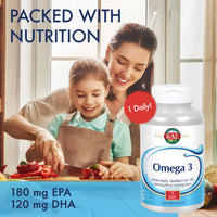 Thumbnail for KAL Omega 3 | Omega-3 Fish Oil for Healthy Heart, Joint & Brain Support | 180mg EPA, 120mg DHA (120 CT, 120 Serv)