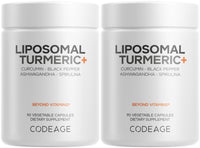 Thumbnail for Codeage Organic Turmeric Supplement - 95% Curcumin Extract Pills - Liposomal Fermented Botanical Blend Black Pepper, Ashwagandha, Ginger, Stephania, Boswelia, Cumin, Digestive Bitters - 2 Pack