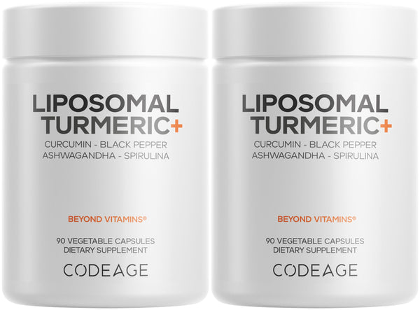 Codeage Organic Turmeric Supplement - 95% Curcumin Extract Pills - Liposomal Fermented Botanical Blend Black Pepper, Ashwagandha, Ginger, Stephania, Boswelia, Cumin, Digestive Bitters - 2 Pack