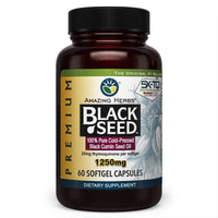 Thumbnail for Amazing Herbs Premium Black Seed Oil Capsules - High Potency, Cold Pressed Nigella Sativa Aids in Digestive Health, Immune Support & Brain Function - 60 Count, 1250mg
