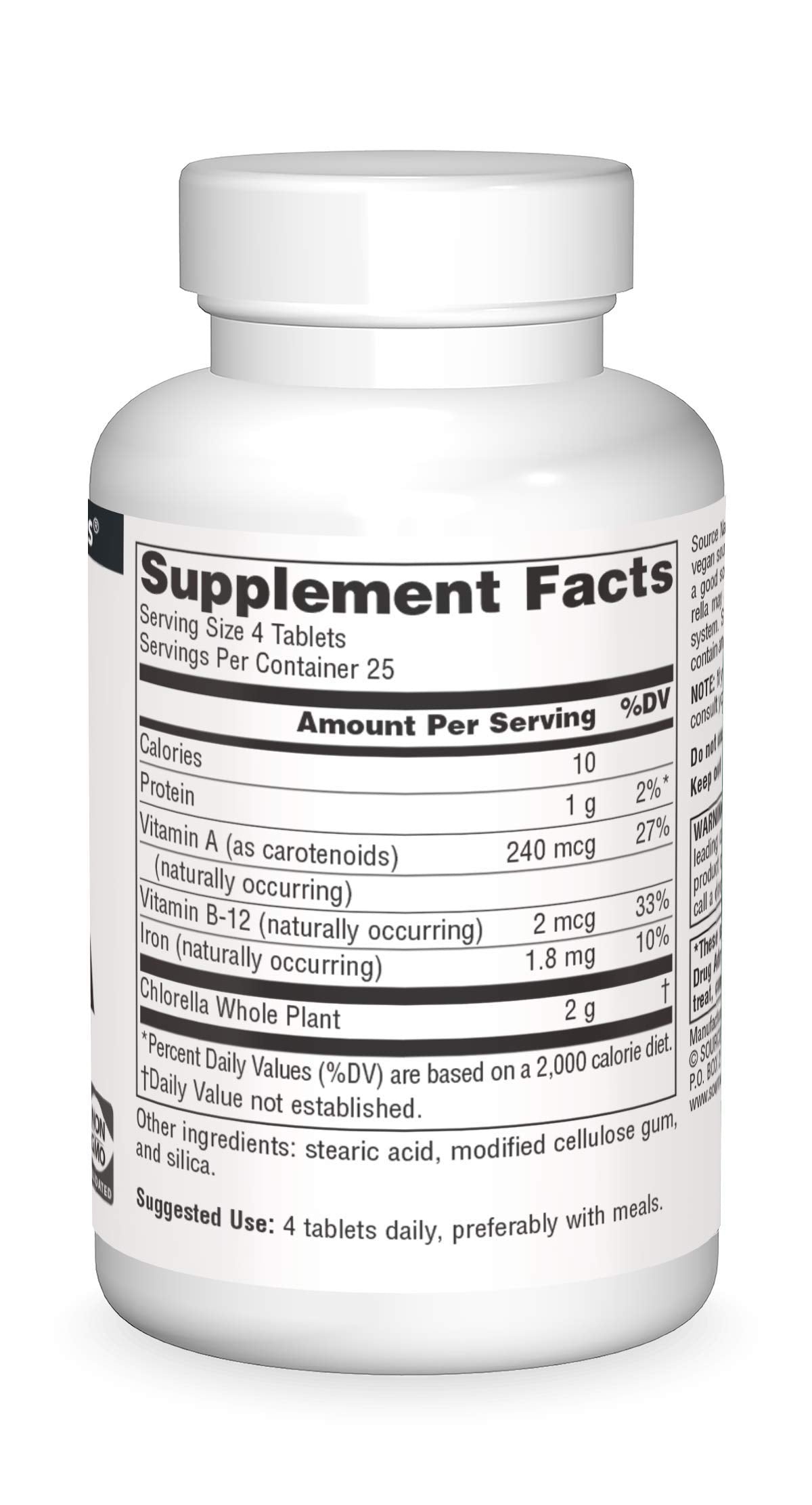 Source Naturals Chlorella 500 mg Green Superfood, Plant-Based B12-100 Tablets