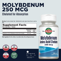 Thumbnail for Kal 250 Mcg Molybdenum Chelated Tablets, 100 Count