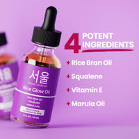 Thumbnail for SeoulCeuticals Rice Bran Oil for Skin - Korean Skin Care Facial Glow Oil With Squalane & Vitamin E - Cruelty Free K Beauty Skincare 1oz