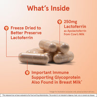 Thumbnail for Jarrow Formulas Lactoferrin Supplements 250 mg - Immune-Supporting Glycoprotein for Healthy Immune System Support & Iron Absorption - Freeze Dried, Gluten Free, Non-GMO - 60 Capsules (Servings)
