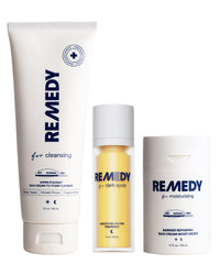 Thumbnail for Remedy Hydration & Even Tone Set | 3-piece routine with Cream-to-Foam Cleanser, Rich Moisture Cream & Dark Spot Treatment Night Serum | Ceramides, Retinol & Kojic Acid - By Dermatologist Dr. Shah