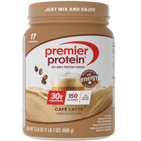 Thumbnail for Premier Protein Powder, Café Latte, 30g Protein, 95mg Caffeine for Energy, No Added Sugar, 100% Whey Protein, Keto Friendly, Soy & Gluten Free, 23.9 oz (17 Servings)