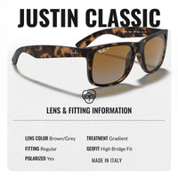 Thumbnail for Ray-Ban RB4165 JUSTIN CLASSIC POLARIZED Square Shaped Sunglasses for Men & Women – Includes Official Rayban Eyewear Kit – Ideal Formal & Casual Wear Sunglasses – Brown/Grey Lens