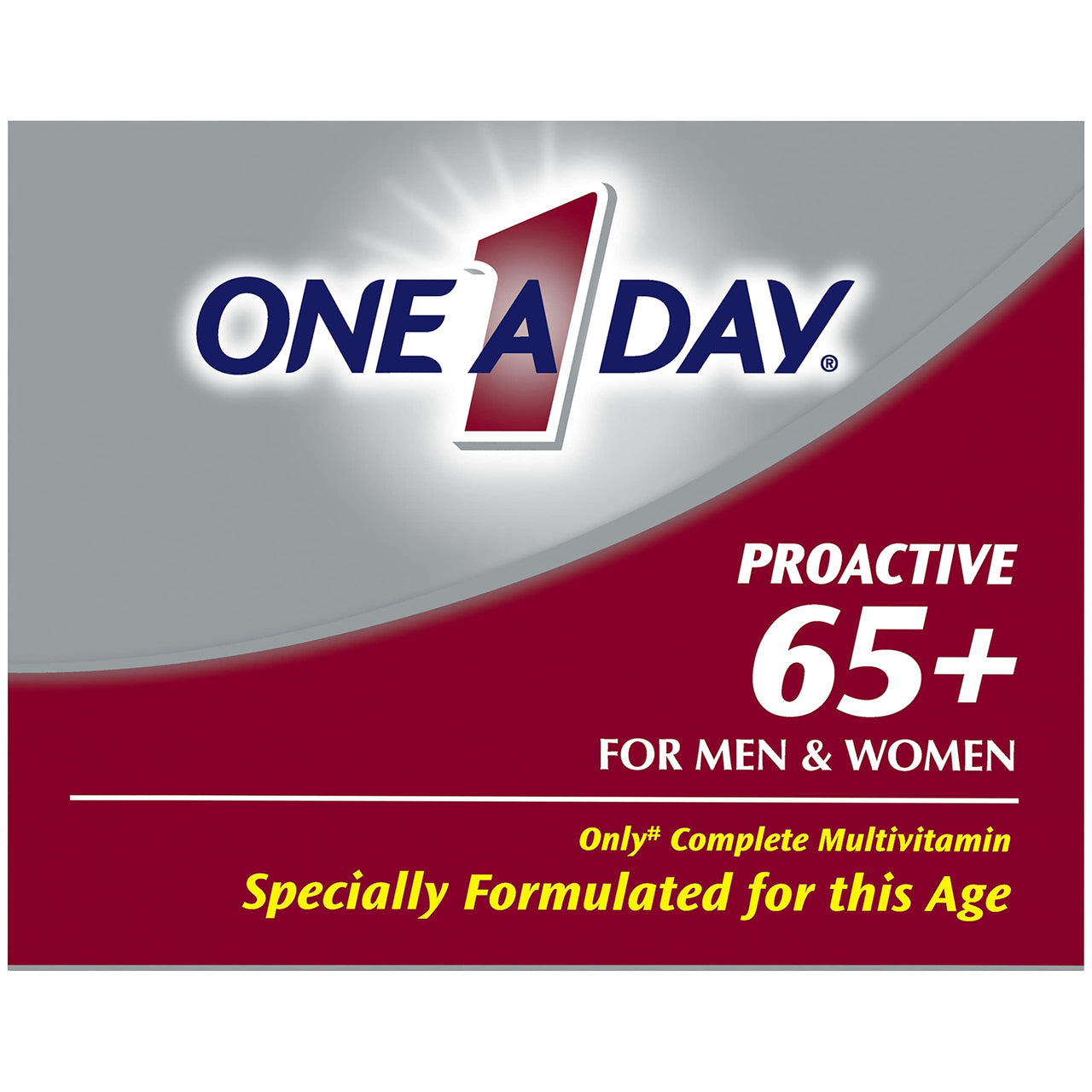 ONE A DAY Proactive 65+, Mens & Womens Multivitamin, Supplement with Vitamin A, Vitamin C, Vitamin D, and Zinc for Immune Health Support*, Calcium, Folic Acid & More, Tablet 150 Count (Pack of 2)