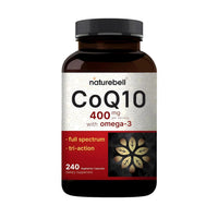 Thumbnail for NatureBell CoQ10 400mg with Omega-3-240 Capsules - Antioxidant Supplement for Heart & Energy Health Support - Supports Cellular Energy* - Extra Strength Coenzyme Q10