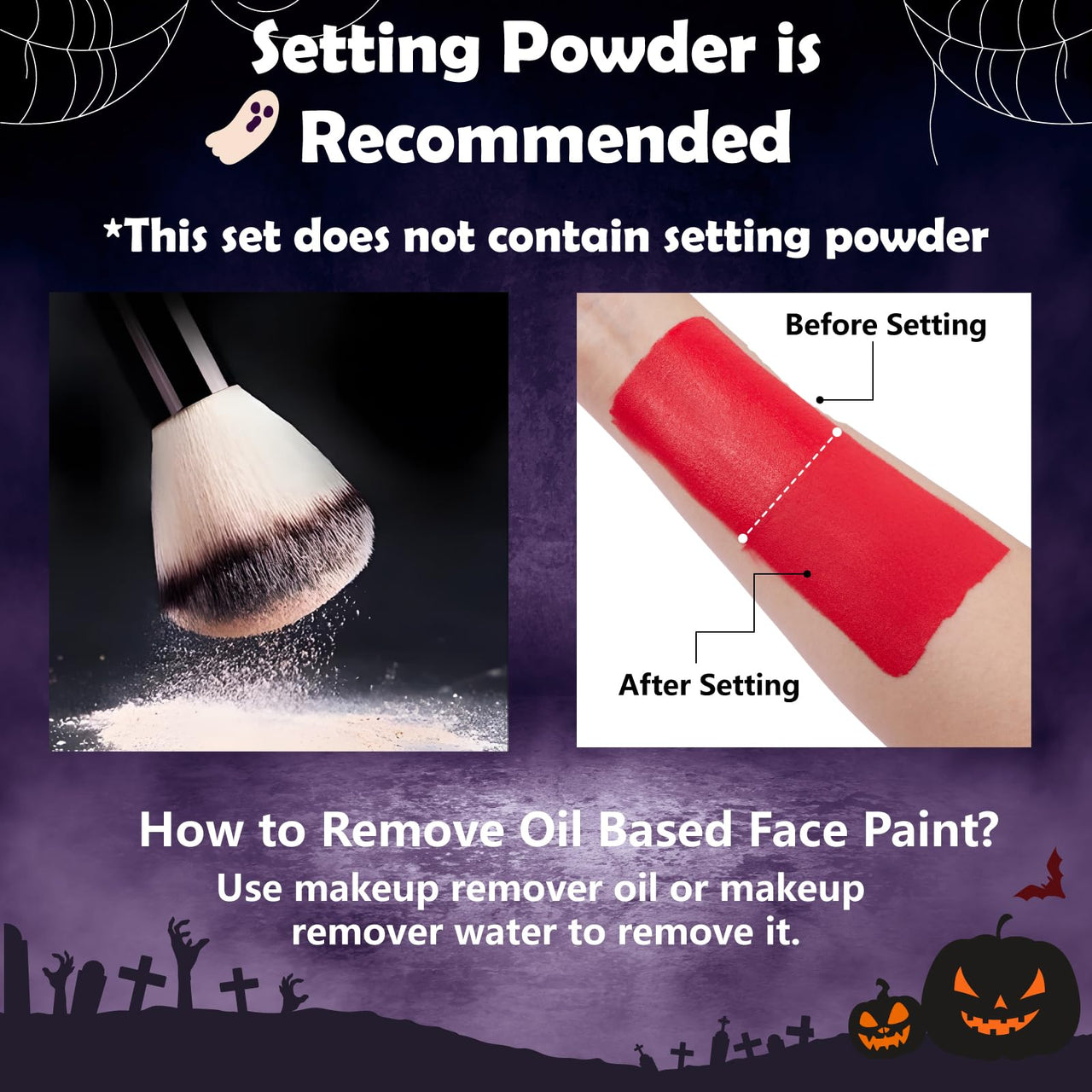 Halloween Joker Clown Makeup Kit - Joker Make Up Kit Includes White Red Black Blue Oil Based Face Body Paint and 20g Green Temporary Hair Color Wax, Powder Puff and 3 Blue Brushes, for Joker Cosplay