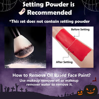 Thumbnail for Halloween Joker Clown Makeup Kit - Joker Make Up Kit Includes White Red Black Blue Oil Based Face Body Paint and 20g Green Temporary Hair Color Wax, Powder Puff and 3 Blue Brushes, for Joker Cosplay