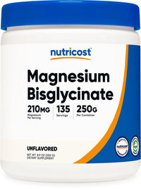 Thumbnail for Nutricost Magnesium Bisglycinate Powder (Unflavored, 250 Grams) - Non-GMO, Vegan Supplement
