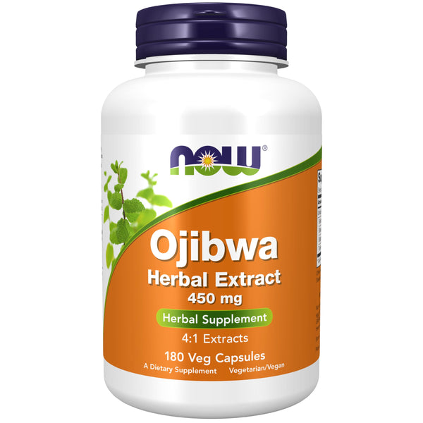 NOW Supplements, Ojibwa Herbal Extract 450 mg, Concentrated Blend , Alcohol-fFree, 4:1 Herbal Extracts, 180 Veg Capsules