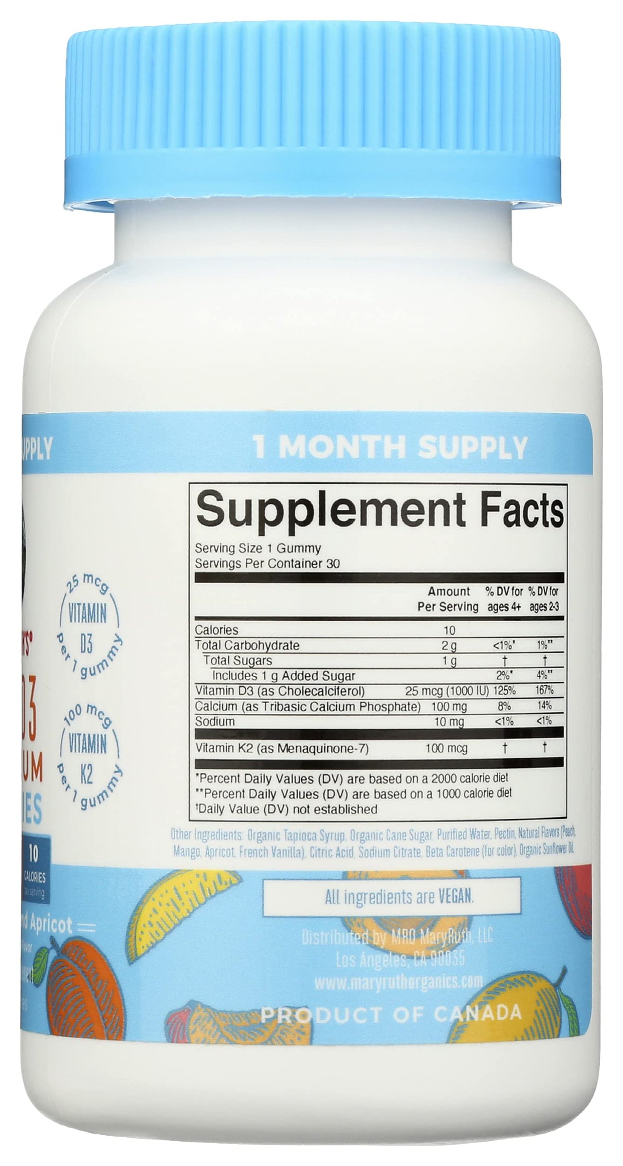 Mary Ruth's Vitamin K2 & D3 + Calcium Gummies, 30 Ct