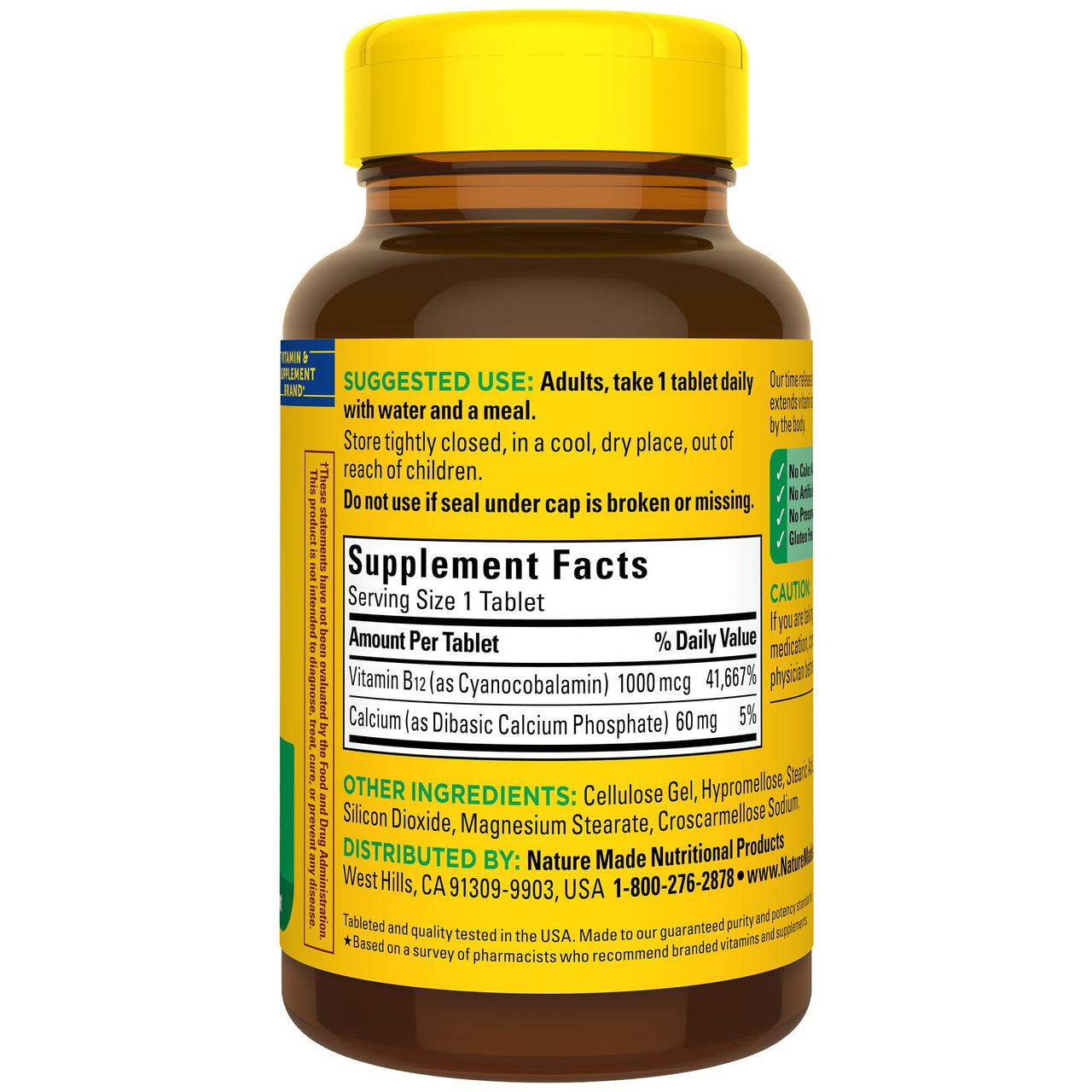 Nature Made Vitamin B12 1000 mcg, Dietary Supplement For Energy Metabolism Support, 160 Time Release Tablets, 160 Day Supply
