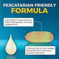 Thumbnail for Viva Naturals Triple Strength Omega 3 Fish Oil Pills – 2500 mg High-Potency Formula with 2250 mg Omega 3 Fatty Acids (Including EPA, DHA, DPA) in rTG Form for Absorption – IFOS Certified, 90 Softgels