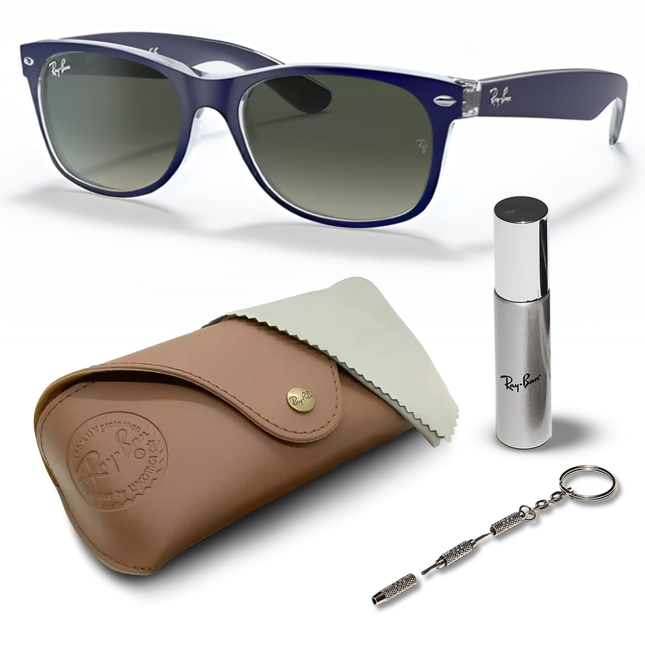 Ray-Ban RB2132 NEW WAYFARER COLOR MIX Square Shaped Non-Polarized Sunglasses for Men & Women – Includes Official RAYBAN Eyewear Kit – Ideal Formal & Casual Wear Sunglasses – Grey Lens
