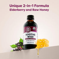 Thumbnail for Vimergy Soothe Wise* – USDA Certified Organic – Immune Support with Elderberry & Honey – 24 5mL (1 TSP) Servings (940 mg Extract Per Serving) – Vegan, Paleo-Friendly, Gluten-Free (120 mL)
