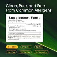 Thumbnail for NatureBell Lion’s Mane - 240 Capsules - Organic Fruiting Body & Mycelium - Brain, Immune & Energy Support* - High-Potency Extract - Non-GMO & Gluten-Free