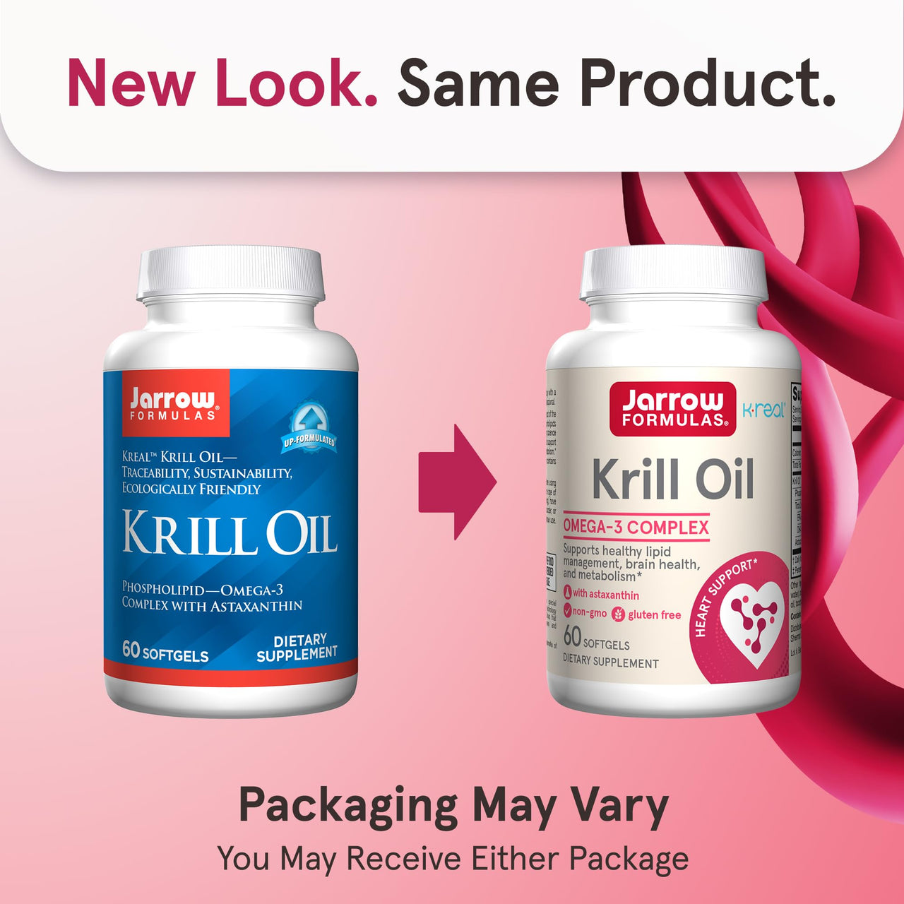 Jarrow Formulas Krill Oil - Phospholipid Omega-3 Complex with Astaxanthin - 60 Softgels - 30 Servings - Supports Lipid Management, Metabolism, Brain & Heart Health - EPA & DHA - Gluten Free - Non-GMO