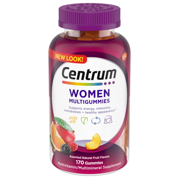 Centrum MultiGummies Gummy Multivitamin for Women, Multivitamin/Multimineral Supplement with Vitamin D3, B Vitamins and Antioxidants, Assorted Fruit Flavor - 170 Count